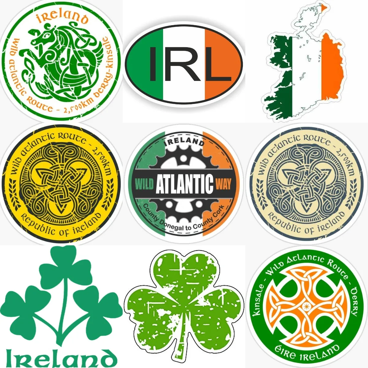 Car Accessories Ireland - Autocollant créatif trèfle porte-bonheur drapeau de