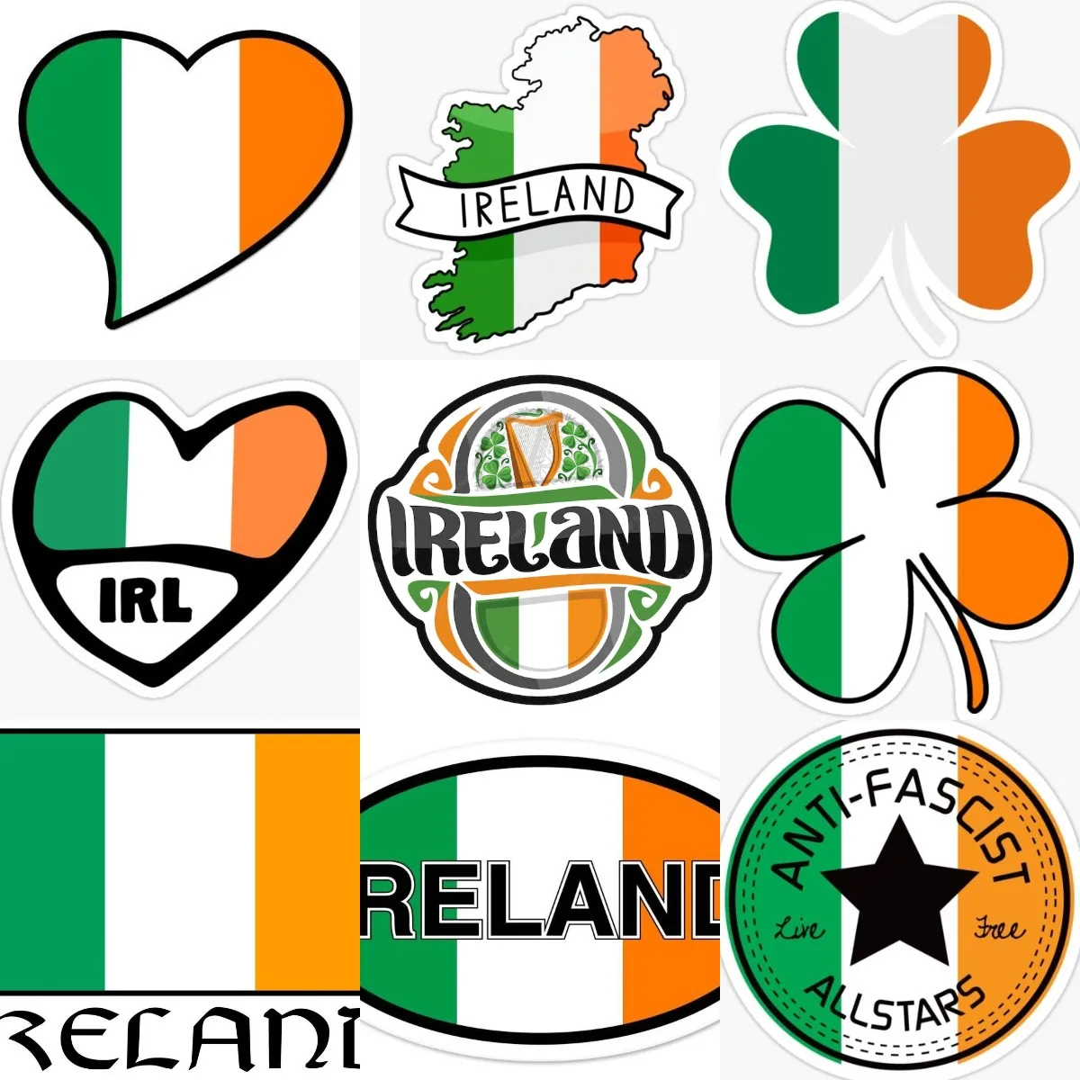 Car Accessories Ireland - Autocollant trèfle porte-bonheur carte drapeau d'irlande,